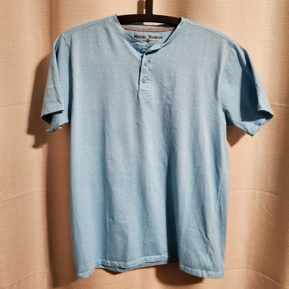 (4/$20) Michael Brandon Light Blue Men's Shirt